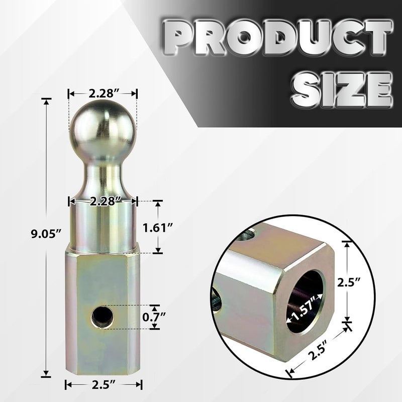 VONLX Gooseneck Hitch Ball 2-5/16" Gooseneck Hitch Replacement Ball Maximum Load Capacity 30,000 lbs Trailer Hitches Hi-Rise Ball - Image 3